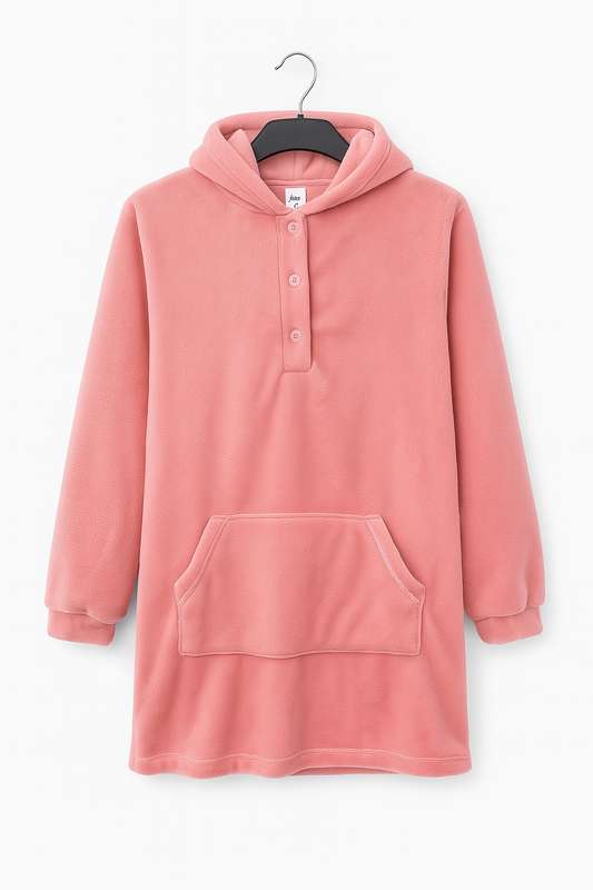Ladies Fleece Lined Oversized Hooded Winter Pyjama Set