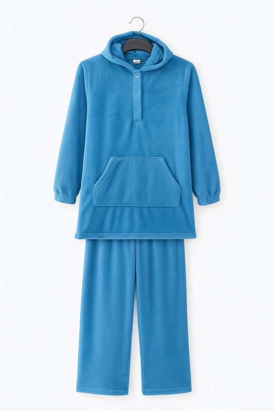 Ladies Fleece Lined Oversized Hooded Winter Pyjama Set