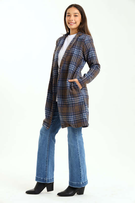 Ladies Oversized Coat Red with Black Fibre Mix