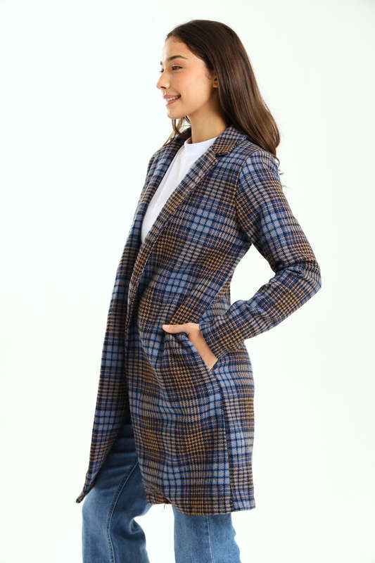Ladies Oversized Coat Red with Black Fibre Mix