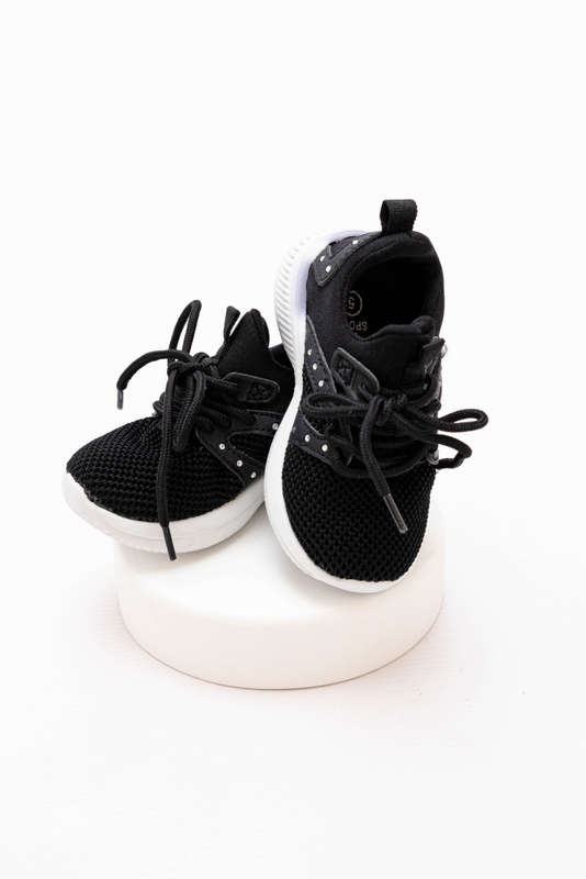 Little Girls Black Sneakers UK 3 to UK 6