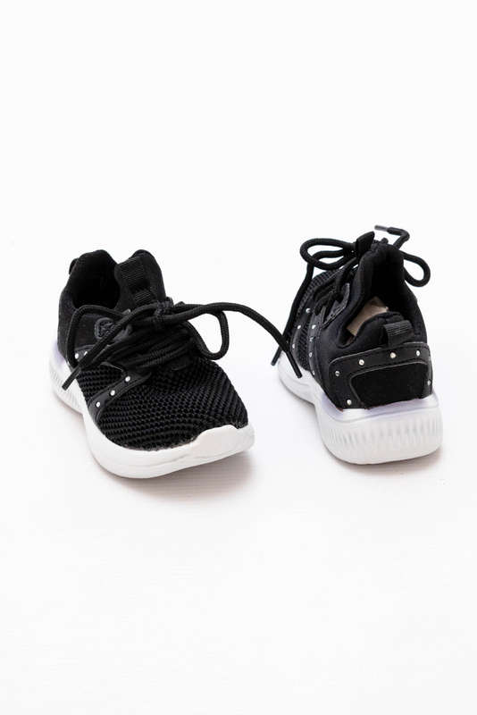 Little Girls Black Sneakers UK 3 to UK 6