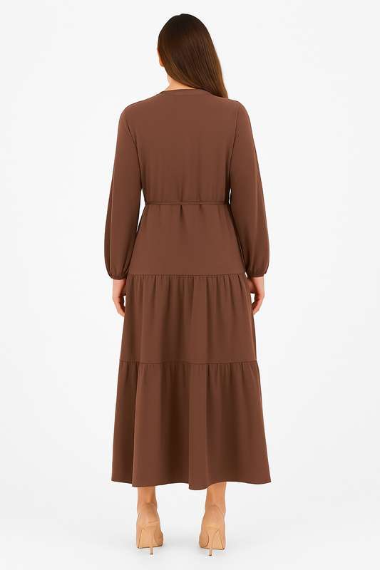 Stella Tiered Modest Maxi Dress With Pocket