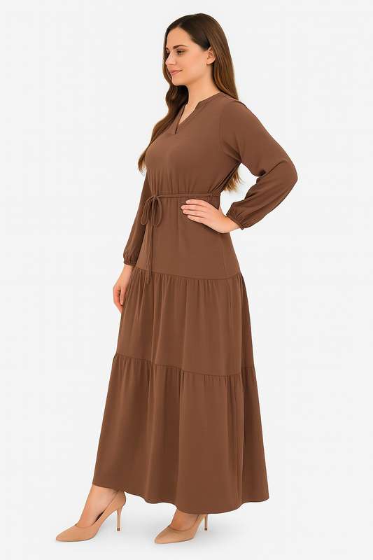 Stella Tiered Modest Maxi Dress With Pocket