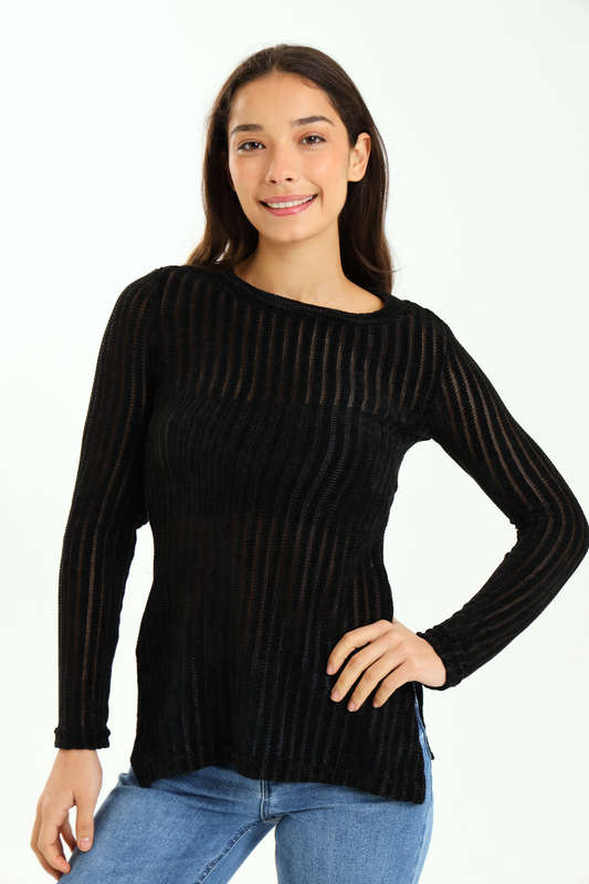 Ladies Chenille Fabric Cover-Up Sheer Mesh Top