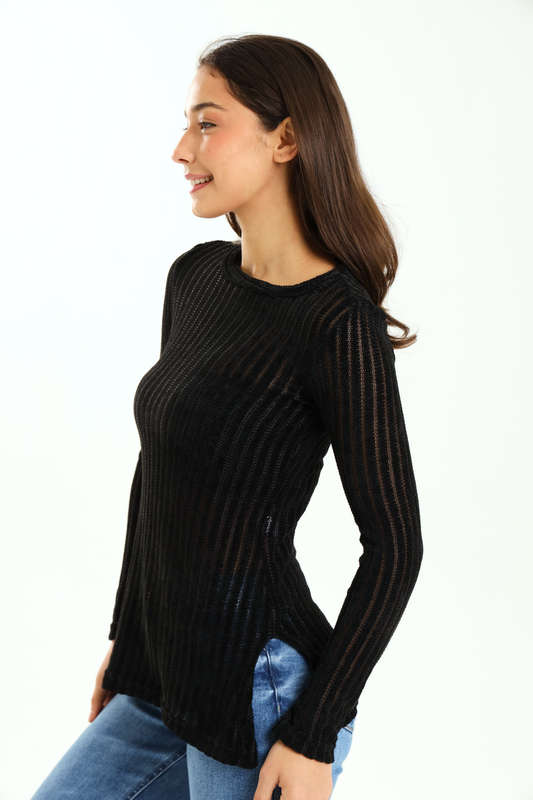 Ladies Chenille Fabric Cover-Up Sheer Mesh Top