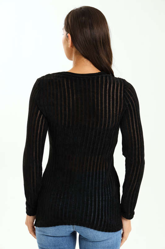 Ladies Chenille Fabric Cover-Up Sheer Mesh Top