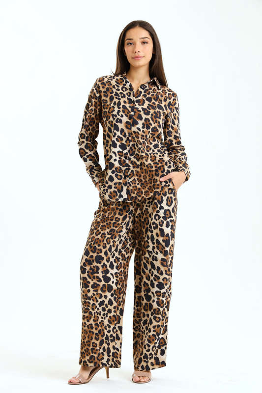 Kinsley Leopard Printed 2 Piece Slack Suit Set