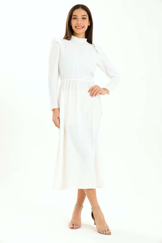 Ladies Alina Long Sleeve Frill Neck Midaxi Dress