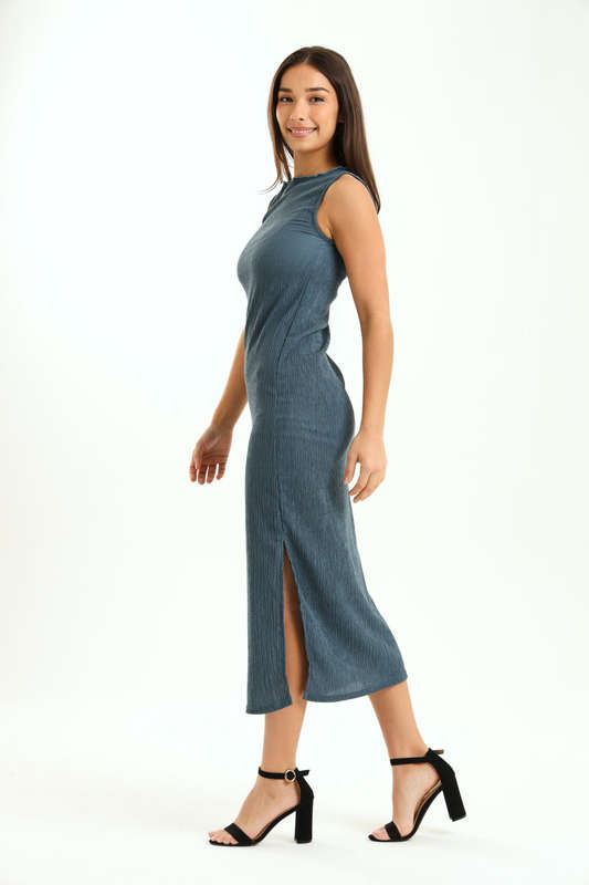Ladies Aloruh Textured Sleeveless Midaxi Bodycon Dress