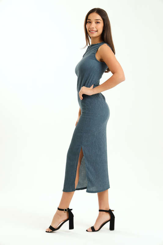 Ladies Aloruh Textured Sleeveless Midaxi Bodycon Dress