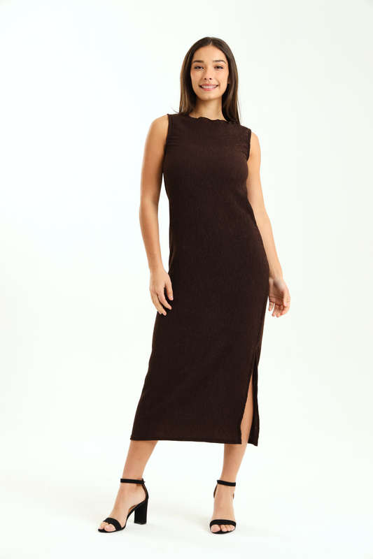 Ladies Aloruh Textured Sleeveless Midaxi Bodycon Dress