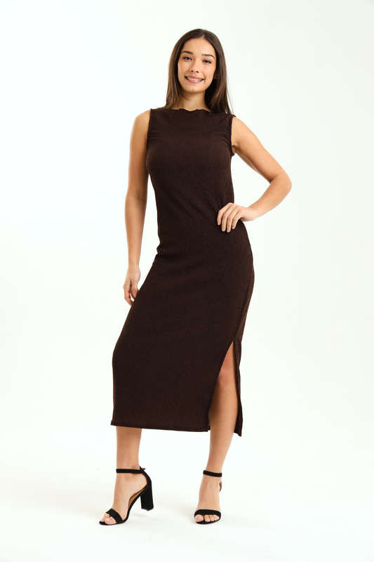 Ladies Aloruh Textured Sleeveless Midaxi Bodycon Dress