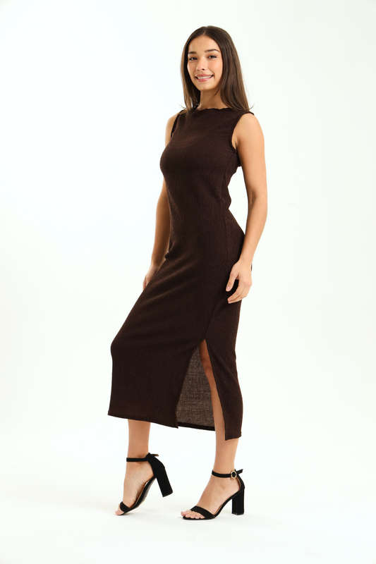 Ladies Aloruh Textured Sleeveless Midaxi Bodycon Dress
