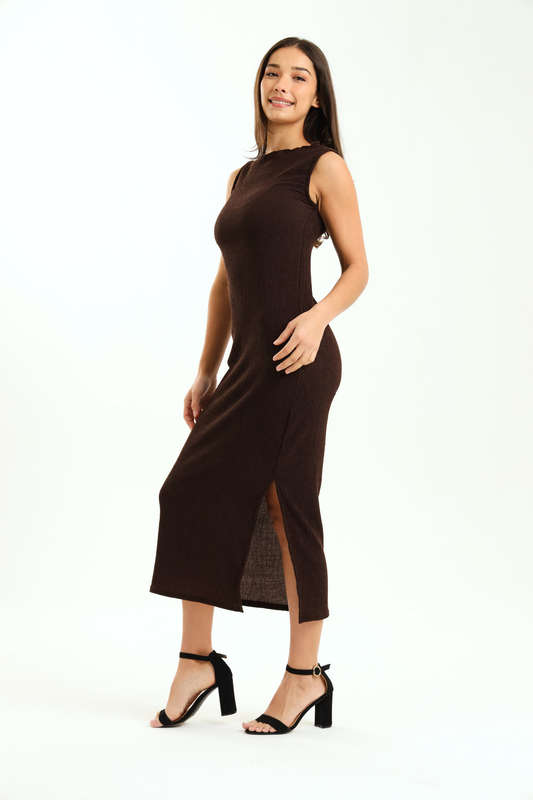 Ladies Aloruh Textured Sleeveless Midaxi Bodycon Dress