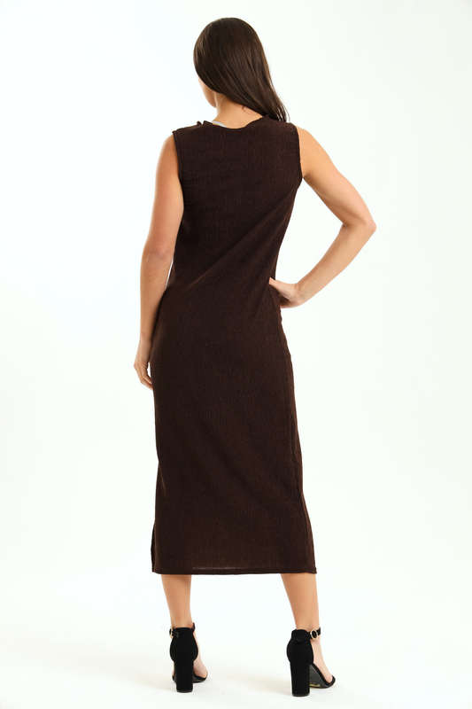 Ladies Aloruh Textured Sleeveless Midaxi Bodycon Dress