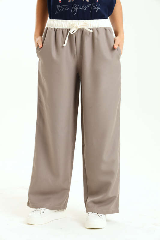 Ladies Elasticated Waist Textured 2 Toned Pants