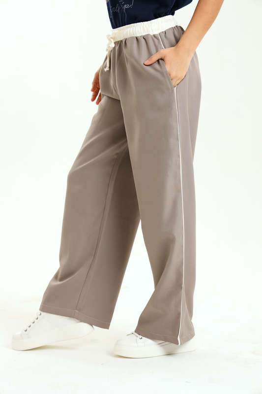 Ladies Elasticated Waist Textured 2 Toned Pants