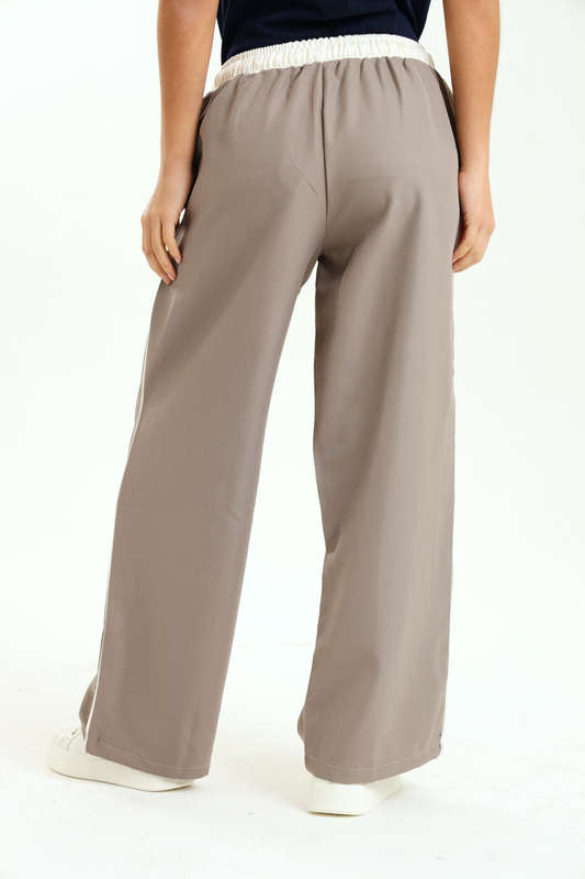 Ladies Elasticated Waist Textured 2 Toned Pants