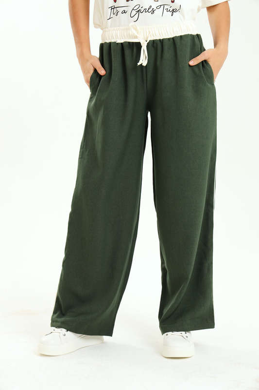 Ladies Elasticated Waist Textured 2 Toned Pants