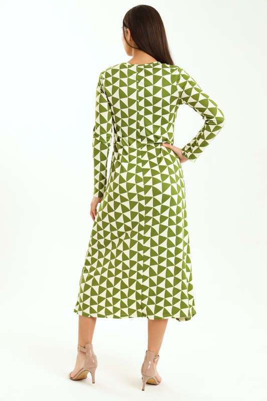 Ladies Finley Long Sleeve Midaxi Cplour-Block Dress
