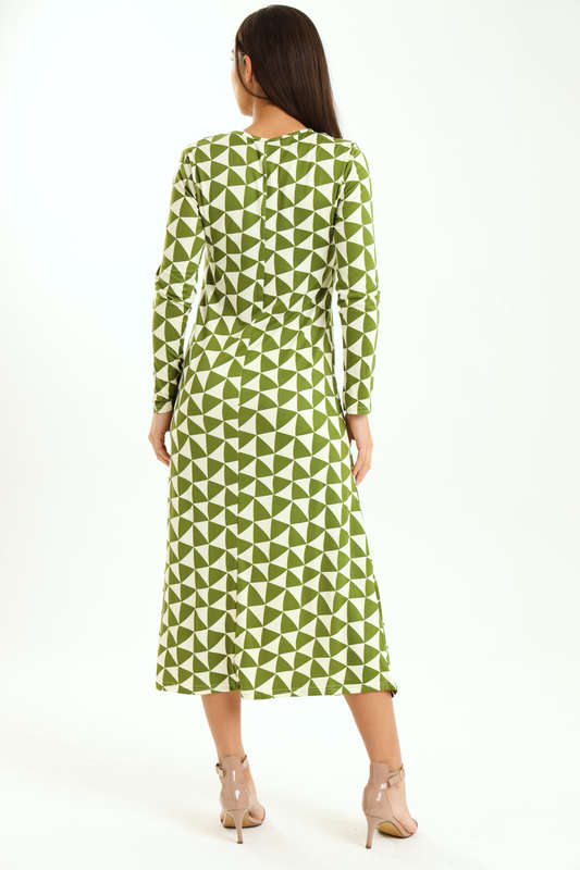 Ladies Finley Long Sleeve Midaxi Cplour-Block Dress