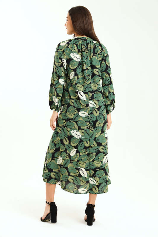 Ladies Lainey Long Sleeve Printed Midaxi Dress