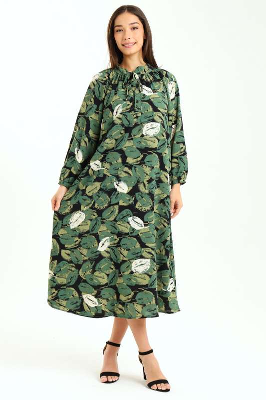 Ladies Lainey Long Sleeve Printed Midaxi Dress