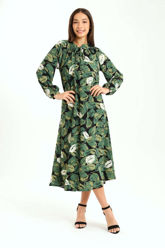 Ladies Lainey Long Sleeve Printed Midaxi Dress