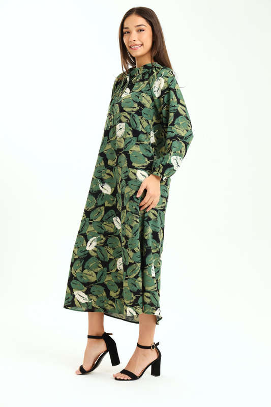 Ladies Lainey Long Sleeve Printed Midaxi Dress