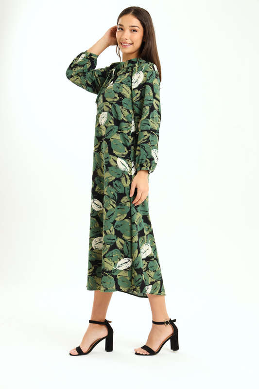 Ladies Lainey Long Sleeve Printed Midaxi Dress