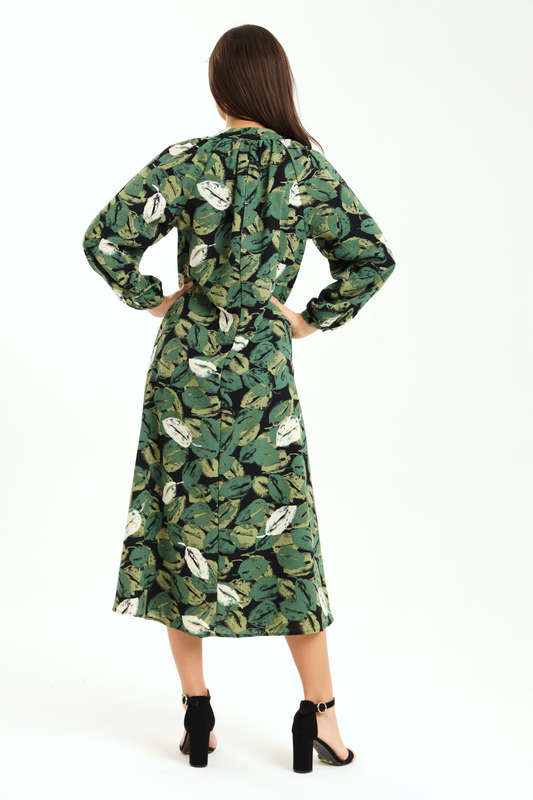 Ladies Lainey Long Sleeve Printed Midaxi Dress