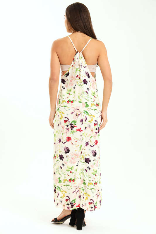 Ladies Printed Elegant Boho Casual Strappy Summer Maxi Dress With Pockets