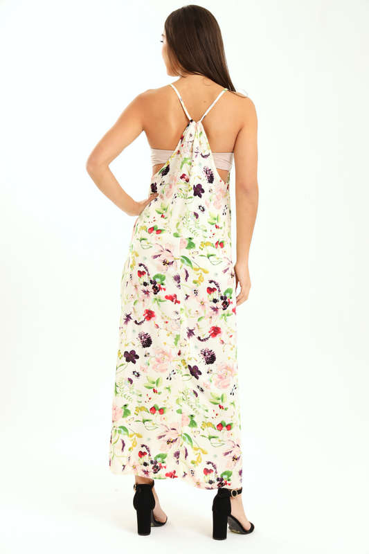 Ladies Printed Elegant Boho Casual Strappy Summer Maxi Dress With Pockets