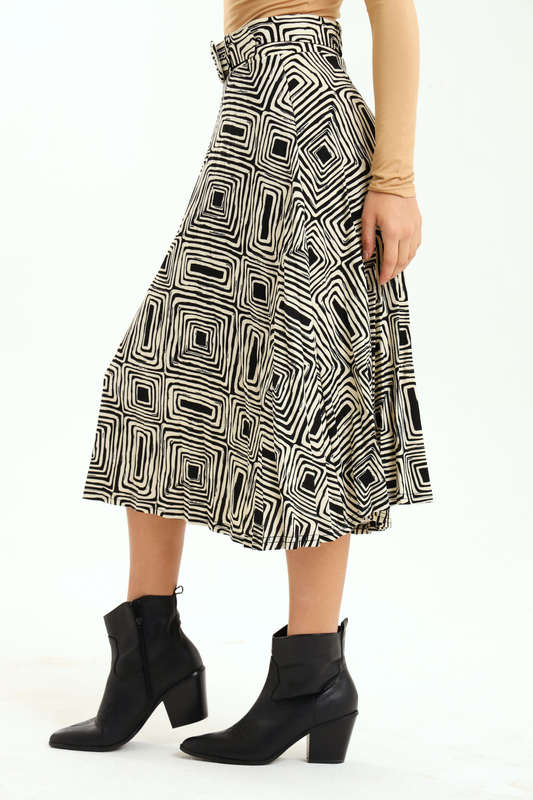 Ladies Printed Midaxi Belted Skirt