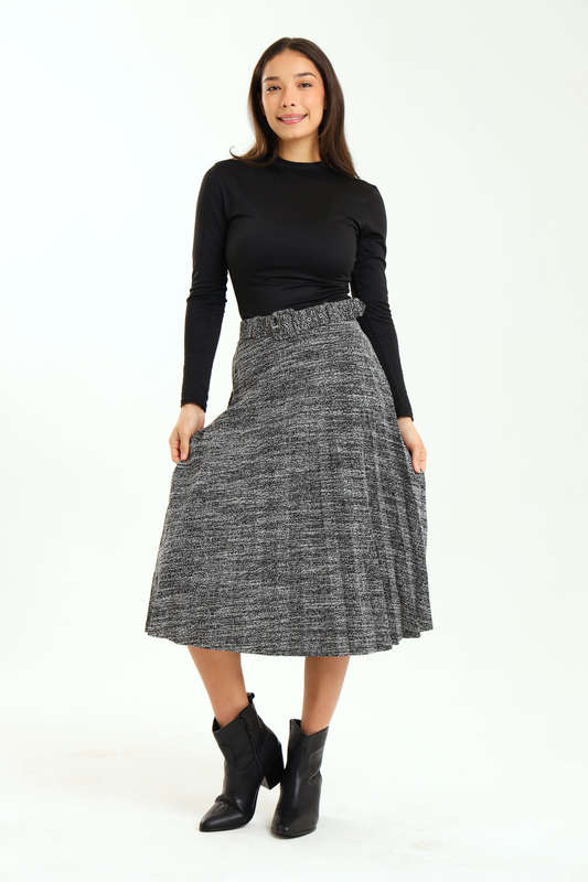 Ladies Printed Midaxi Belted Pleated Skirt