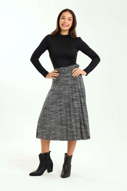 Ladies Printed Midaxi Belted Pleated Skirt