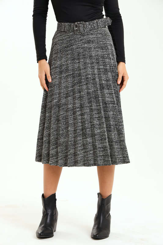 Ladies Printed Midaxi Belted Pleated Skirt