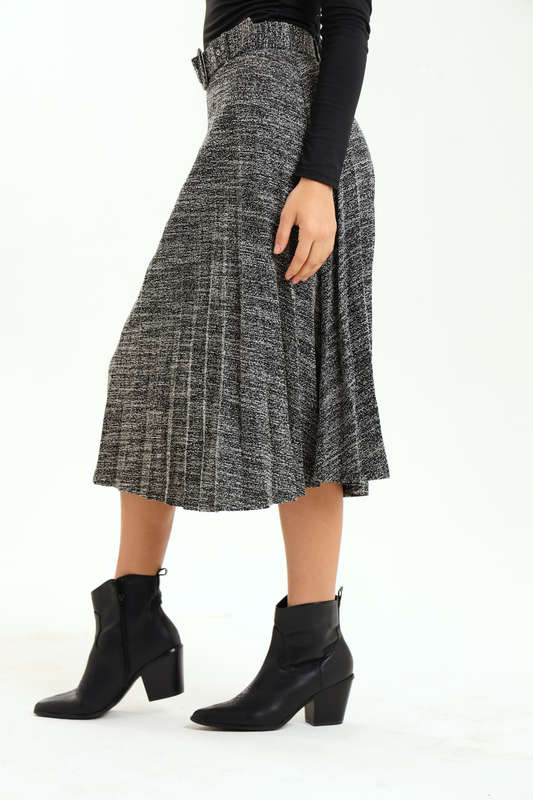 Ladies Printed Midaxi Belted Pleated Skirt