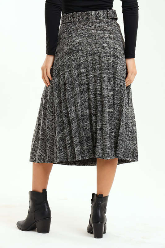 Ladies Printed Midaxi Belted Pleated Skirt