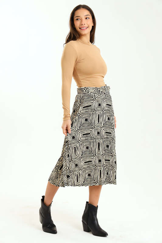 Ladies Printed Midaxi Belted Skirt