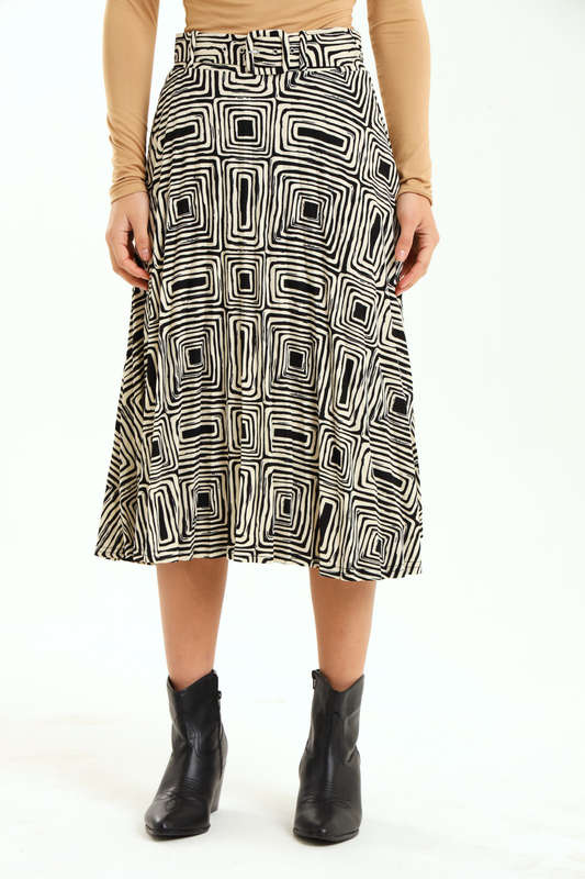 Ladies Printed Midaxi Belted Skirt