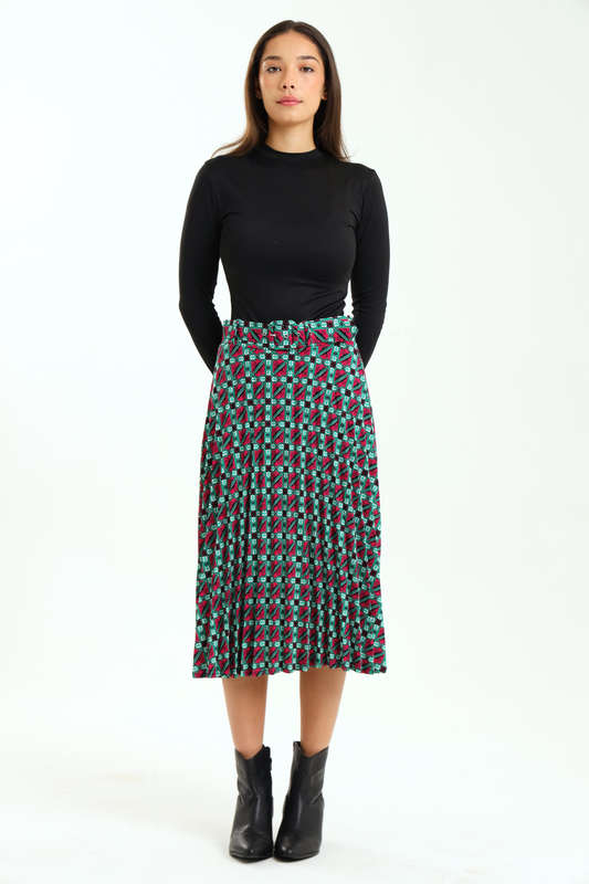 Ladies Printed Midaxi Belted Skirt