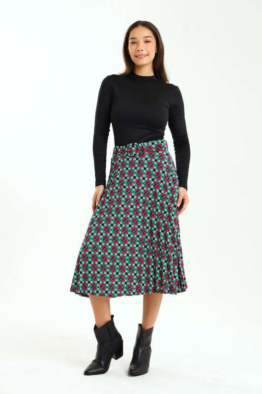 Ladies Printed Midaxi Belted Skirt