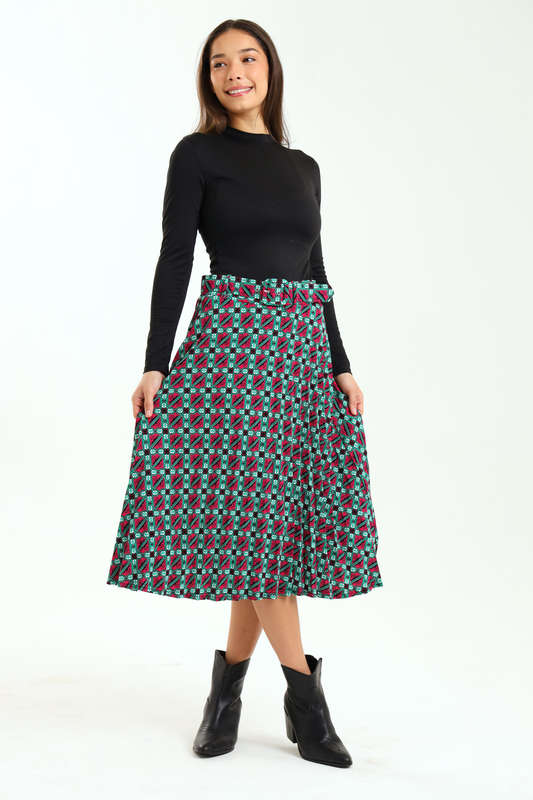 Ladies Printed Midaxi Belted Skirt