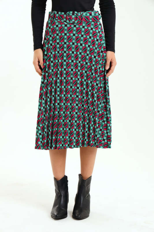 Ladies Printed Midaxi Belted Skirt