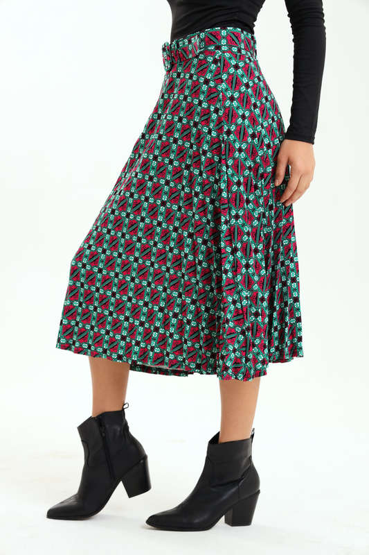 Ladies Printed Midaxi Belted Skirt