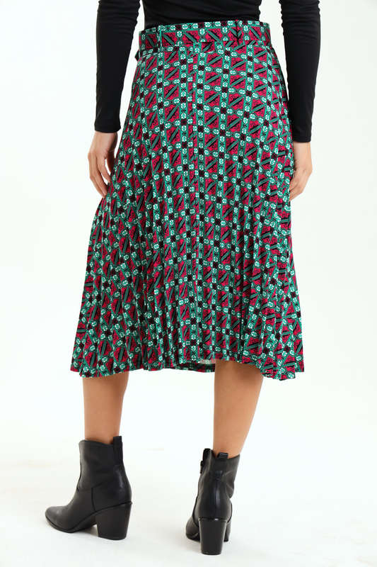 Ladies Printed Midaxi Belted Skirt