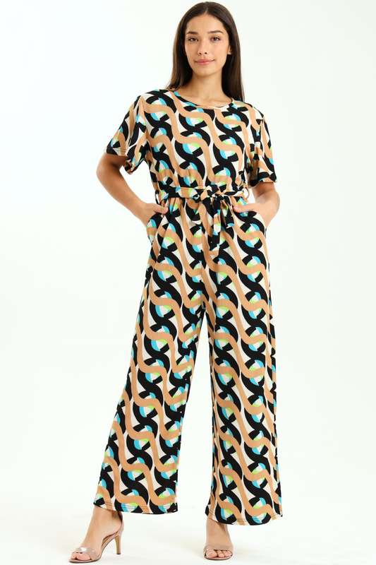 Ladies Printed Short Sleeve Summer Jumpsuit