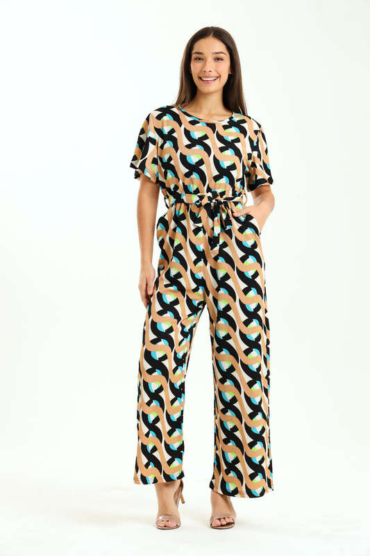 Ladies Printed Short Sleeve Summer Jumpsuit